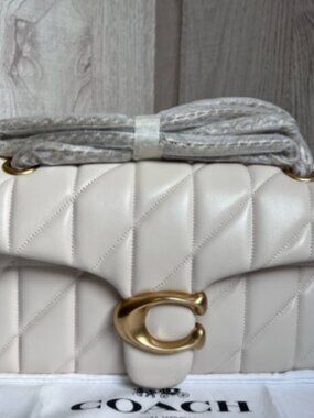 Coach Tabby 26 Quilted Nappa Leather Chalk Gold Chain Shoulder Crossbody (CP150)